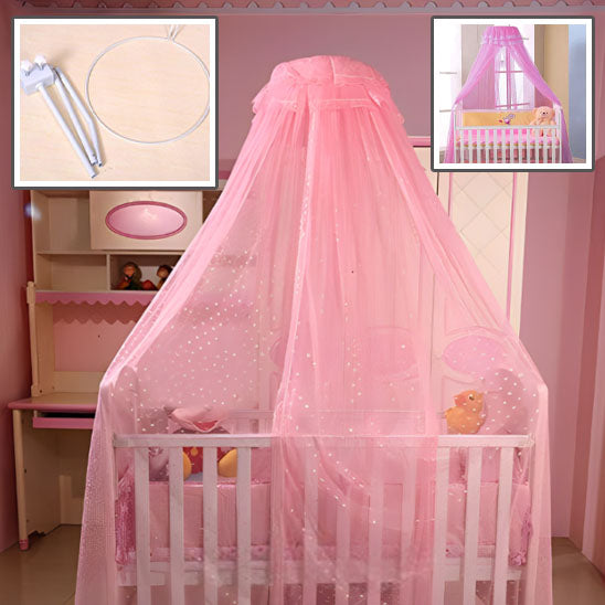 Ciel de Lit Bébé - BabyStar™ Blanc Bleu Rose