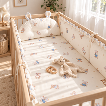 Parure de Lit Bébé 5 Pièces Motif Ours — O Khalm Bébé