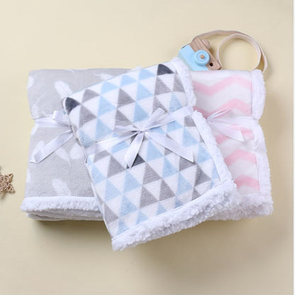 Couverture Bebe - SoftThermal™ - Bleu Clair-Gris-Rose