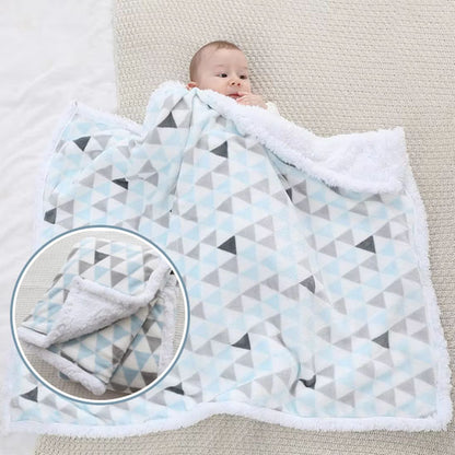 Couverture Bebe - SoftThermal™ - Bleu Clair-Gris-Rose