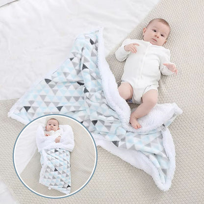 Couverture Bebe - SoftThermal™ - Bleu Clair-Gris-Rose