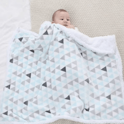 Couverture Bebe - SoftThermal™ - Bleu Clair-Gris-Rose