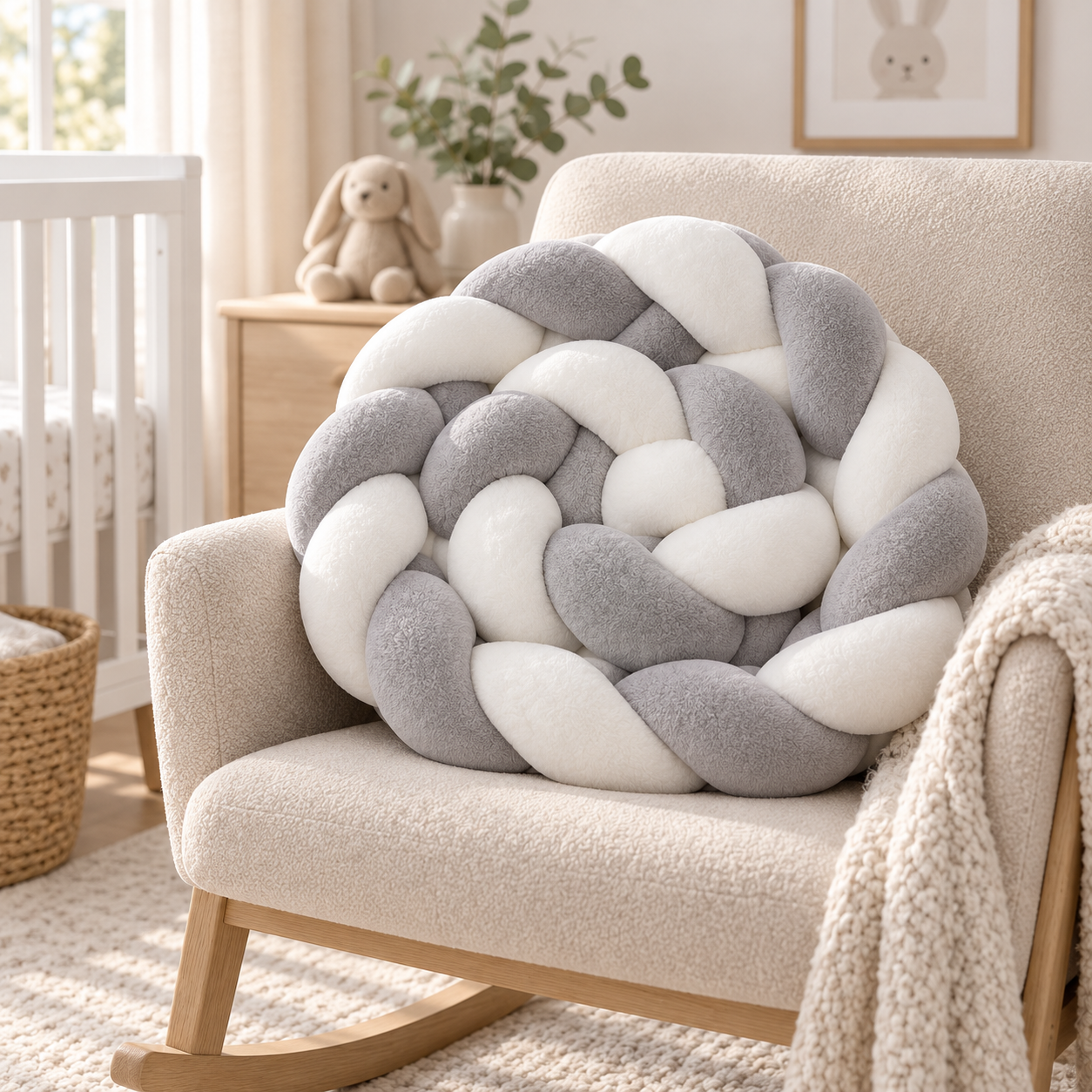 Tour de Lit Bébé Tressé Blanc & Gris — O Khalm Bébé